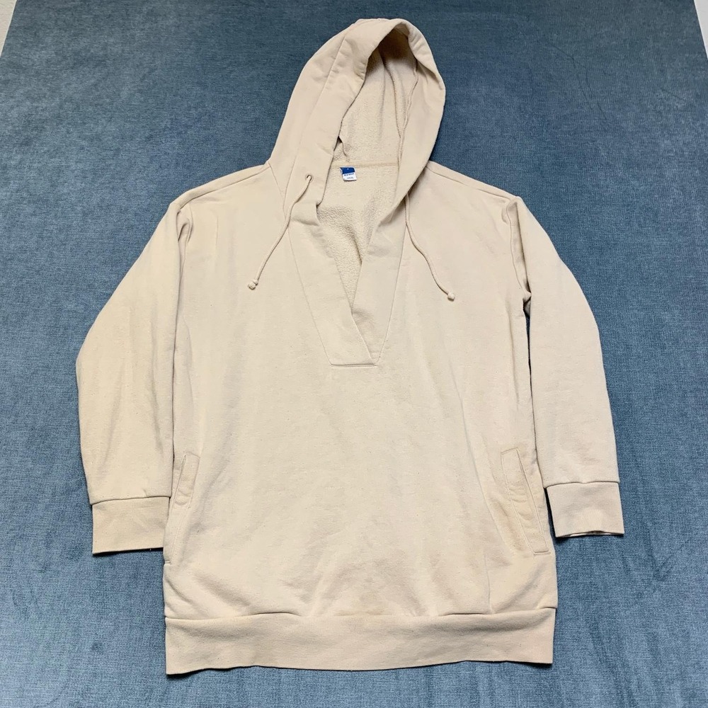 Gap Hoodie Womens Maternity Medium Beige Fleece Cross Front Nursing Pullover